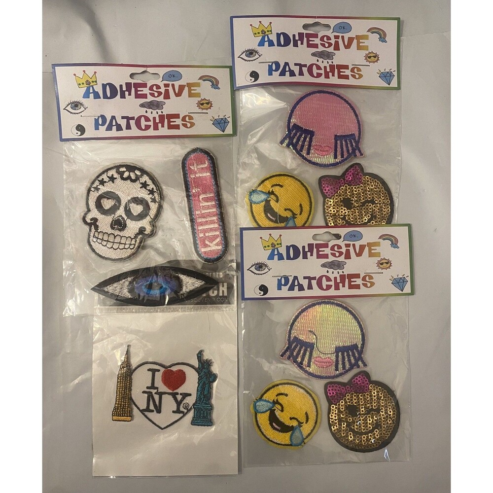 Lot 10 Patches Adhesive & Heat I love NY Emoji Skull All Seeing Eye Jay Joshua